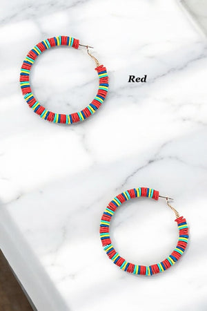 FLAT BEADED HOOP EARRING