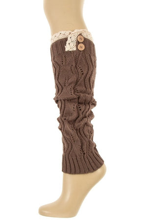 Crochet Lace Top Button Accent Legwarmer