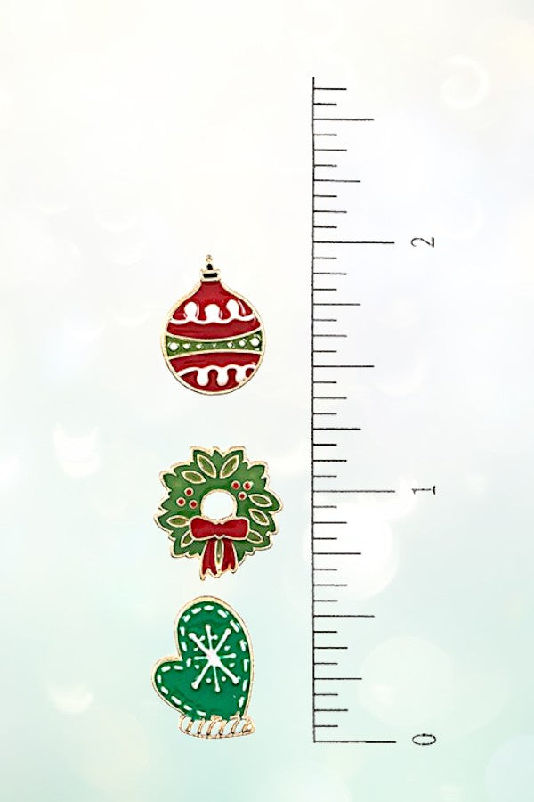 CHRISTMAS MIX ORNAMENT POST EARRING SET