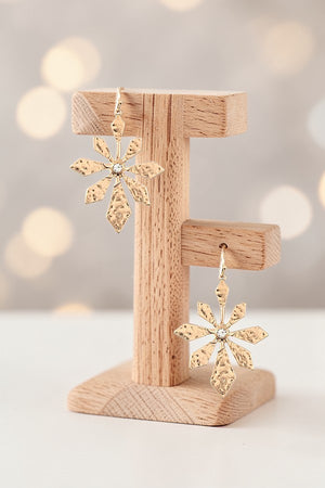 GEMSTONE ACCENT HAMMERED FLORAL DROP EARRING