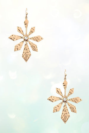 GEMSTONE ACCENT HAMMERED FLORAL DROP EARRING