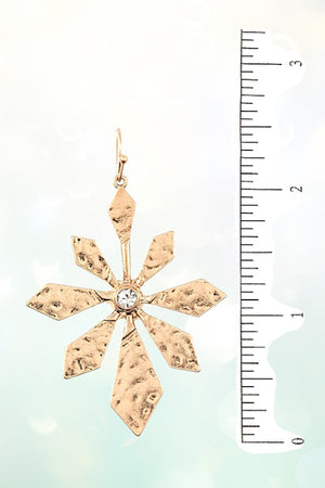 GEMSTONE ACCENT HAMMERED FLORAL DROP EARRING