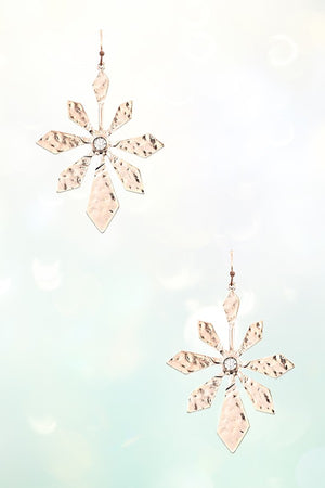 GEMSTONE ACCENT HAMMERED FLORAL DROP EARRING