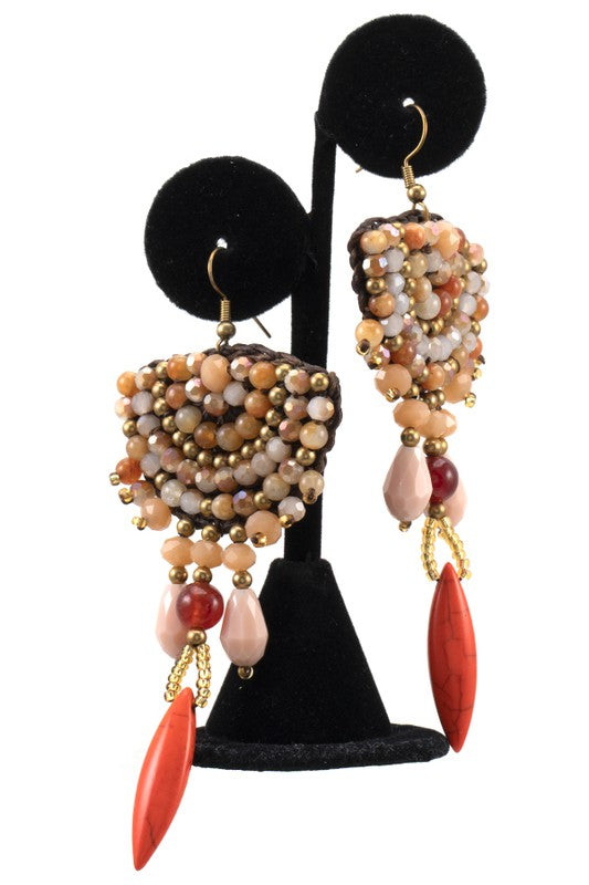 MIX BEED GEMSTONE DANGLE EARRING