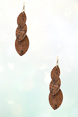 TRIPLE FRINGE LEAF LINK DANGLE EARRING
