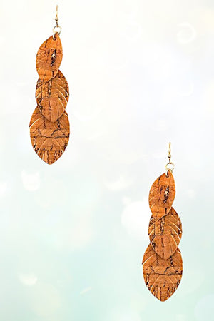 TRIPLE FRINGE LEAF LINK DANGLE EARRING