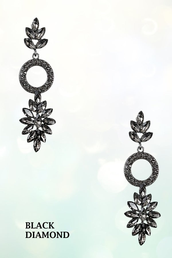 FACETD CRYSTAL GEM DROP DANGLE EARRING