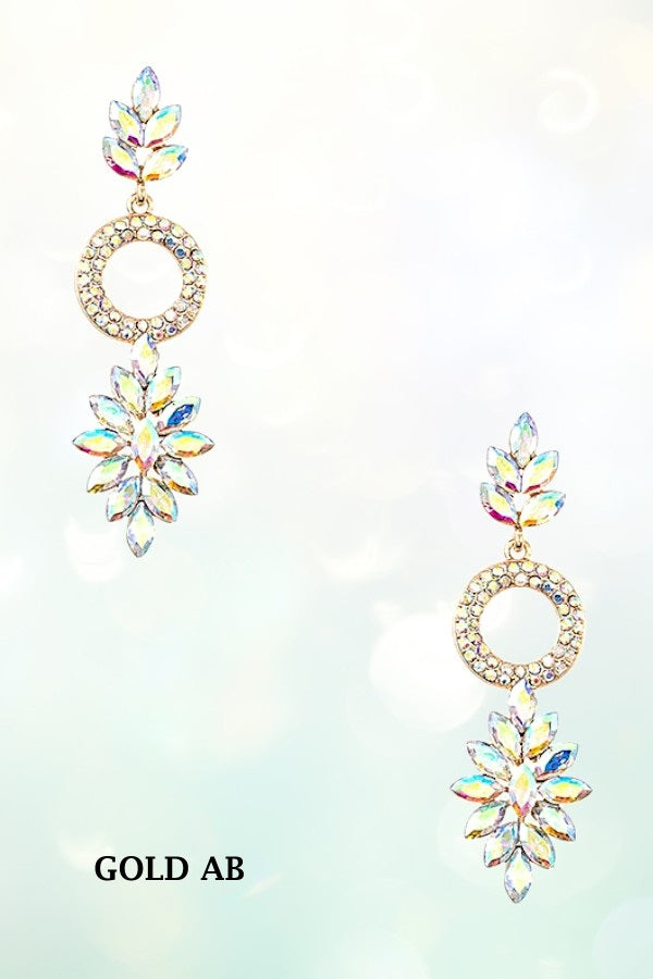 FACETD CRYSTAL GEM DROP DANGLE EARRING