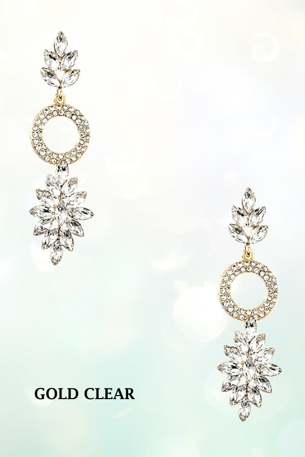 FACETD CRYSTAL GEM DROP DANGLE EARRING