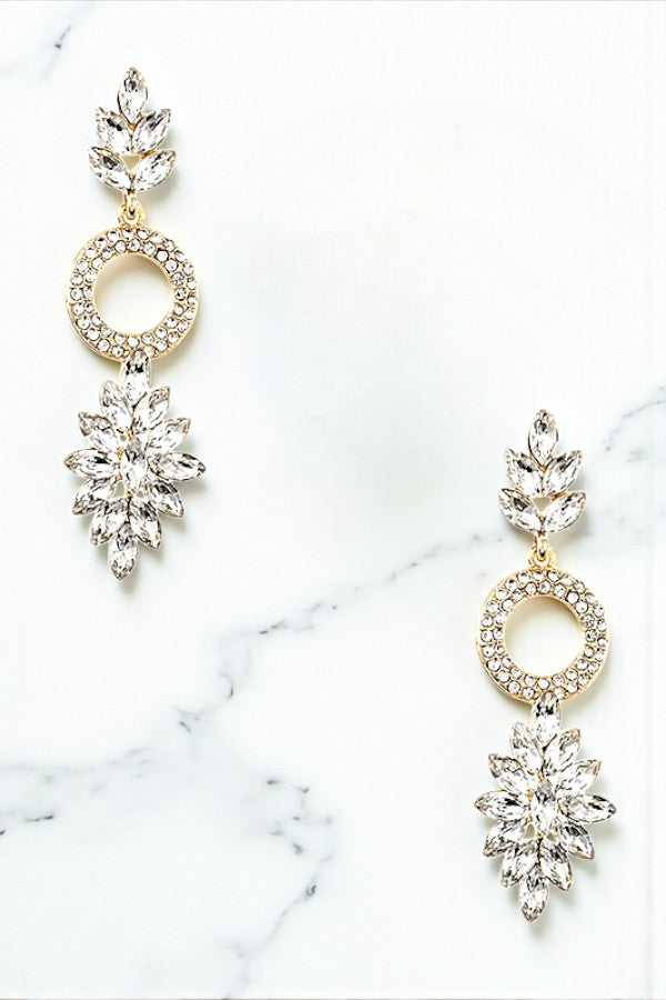 FACETD CRYSTAL GEM DROP DANGLE EARRING