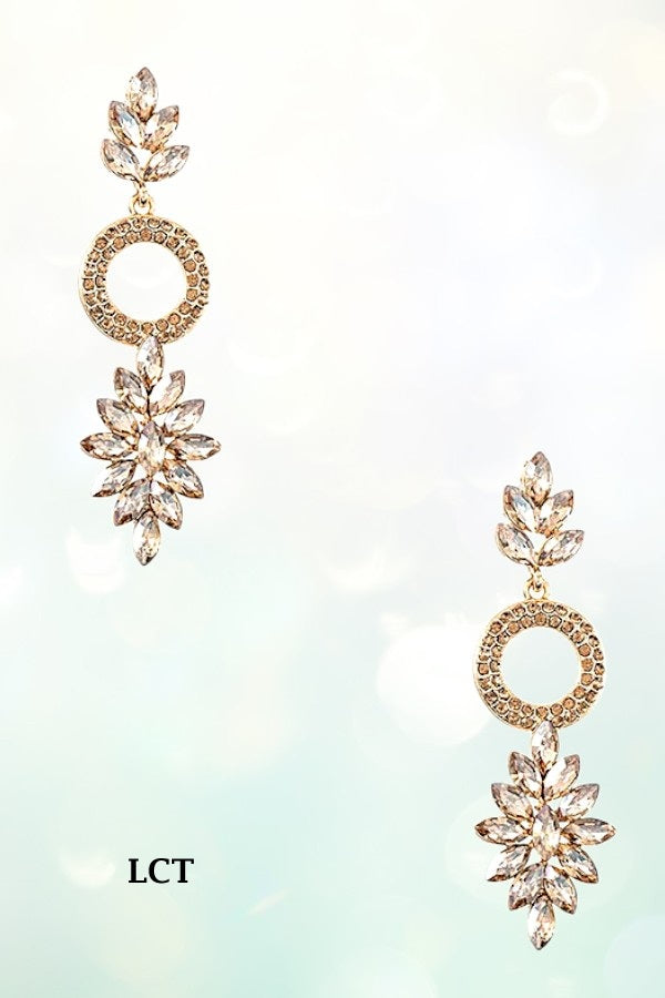 FACETD CRYSTAL GEM DROP DANGLE EARRING