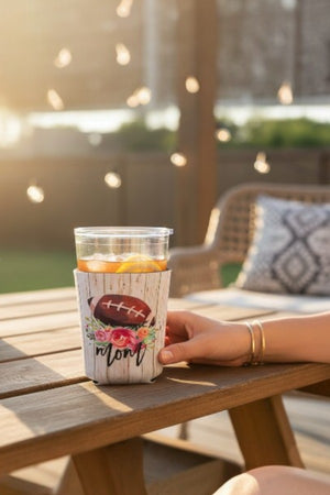 FOOTBALL MOM PRINT CUP SLEEVE