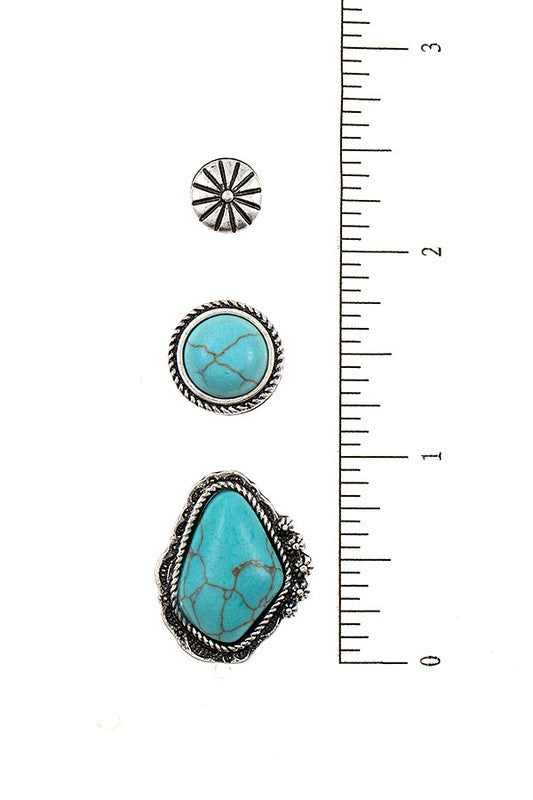 FRAMED SHAPED GEM POST EARRING SET