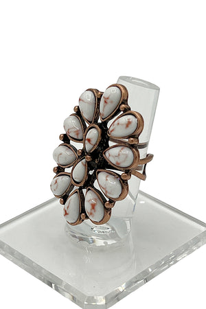 Floral  Gem Cuff Ring