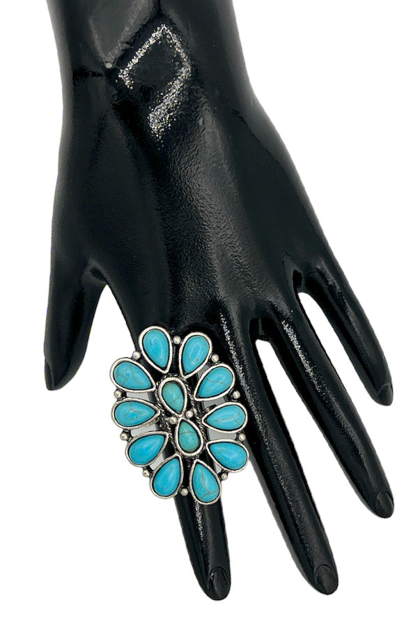 Floral  Gem Cuff Ring