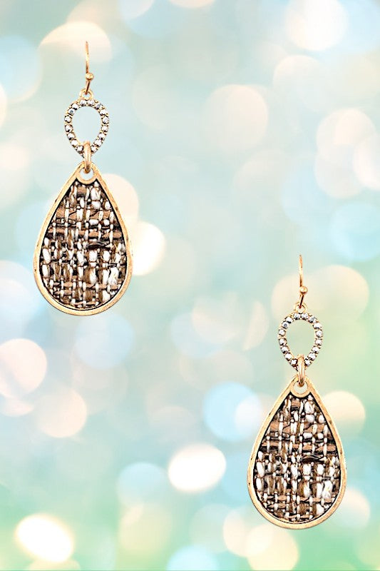 WOVEN TEARDROP DANGLE EARRING