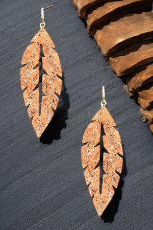 LEAF CUT OUT ETCHED DANGLE EARRING