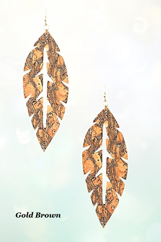 LEAF CUT OUT ETCHED DANGLE EARRING