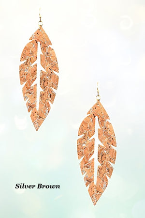 LEAF CUT OUT ETCHED DANGLE EARRING