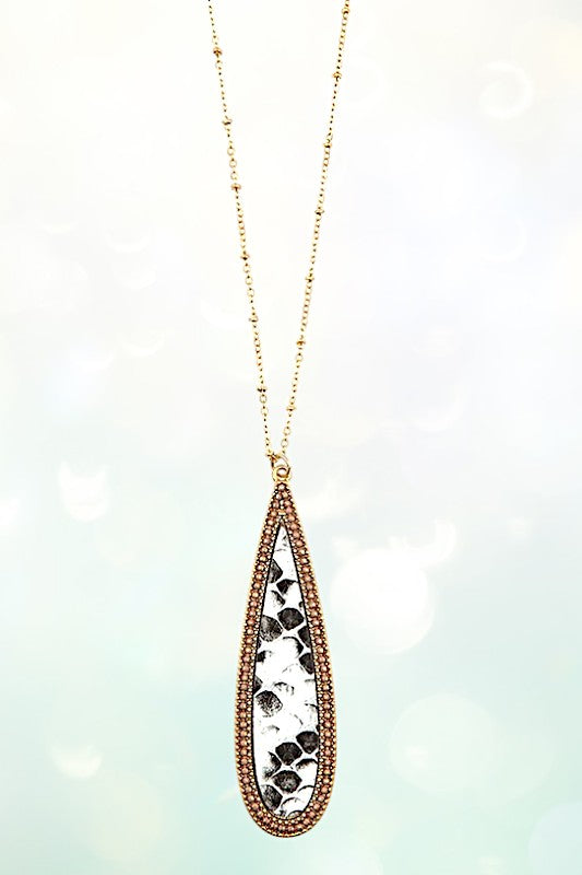 ELONGATED OBLONG TEARDROP PENDANT NECKLACE SET