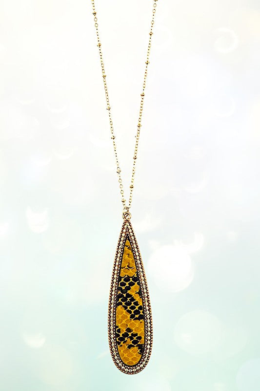 ELONGATED OBLONG TEARDROP PENDANT NECKLACE SET