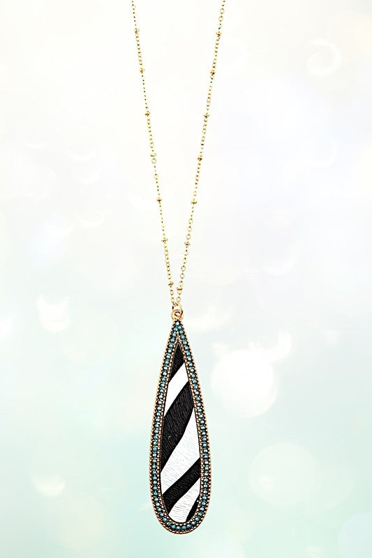 ELONGATED OBLONG TEARDROP PENDANT NECKLACE SET