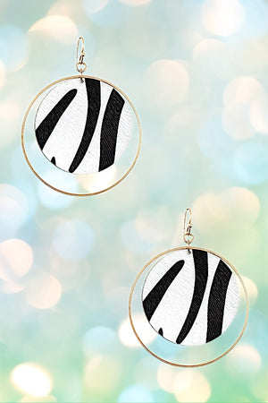 ANIMAL PRINT ROUND RING DANGLE EARRING