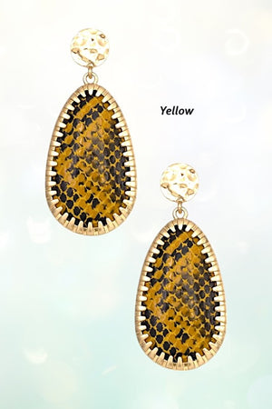 FRAMED ANIMAL PRINT DANGLE EARRING