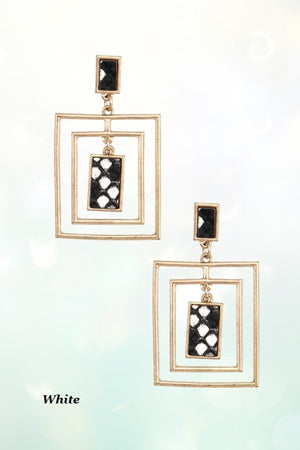 ANIMAL PRINT MULTI RECTANGLE FRAMED EARRING