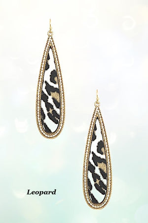 MIX ANIMAL PRINT OBLONG DANGLE EARRING