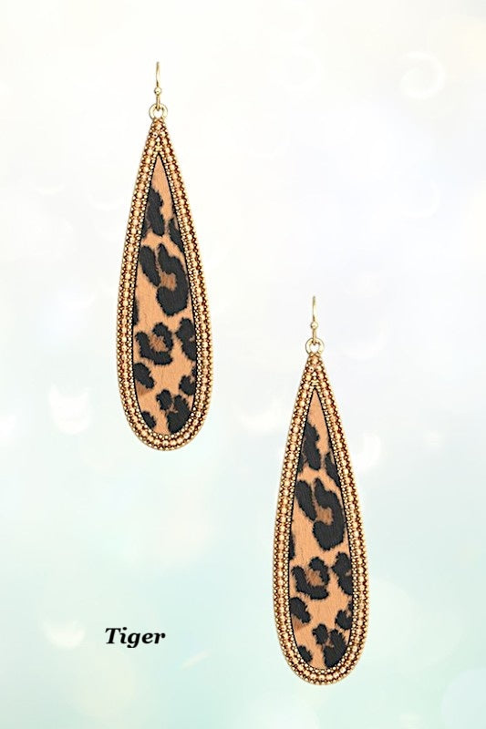 MIX ANIMAL PRINT OBLONG DANGLE EARRING