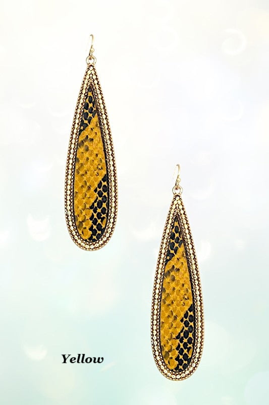 MIX ANIMAL PRINT OBLONG DANGLE EARRING