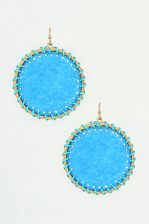 ROUND WOVEN FRAMED DANGLE EARRING