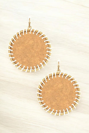 ROUND WOVEN FRAMED DANGLE EARRING