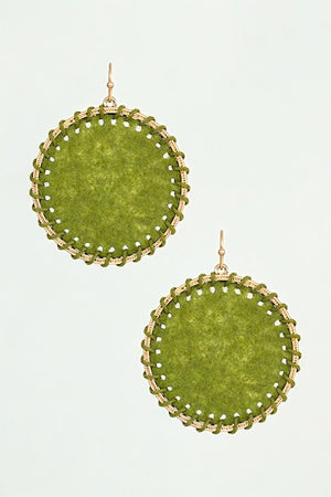 ROUND WOVEN FRAMED DANGLE EARRING