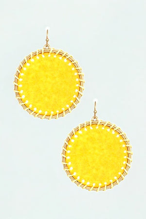 ROUND WOVEN FRAMED DANGLE EARRING