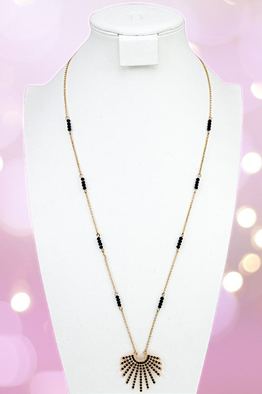 Rhinestone Pave Fringe Pendant Necklace