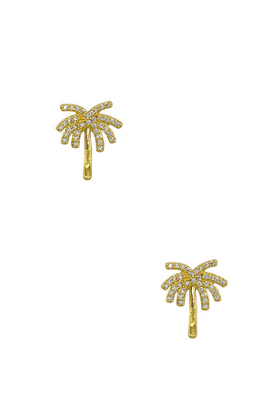 CZ STONE PAVE PALM TREE POST EARRING