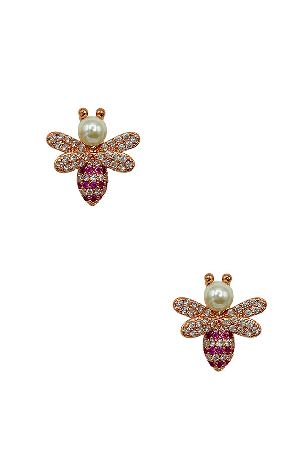 Cubic Zirconia Bee Post Earring