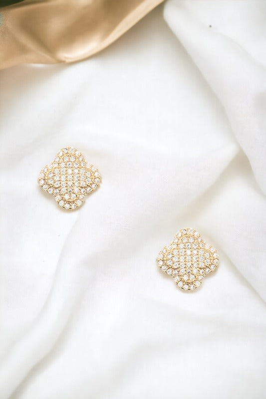 Cubic Zirconia Clover Post Earring