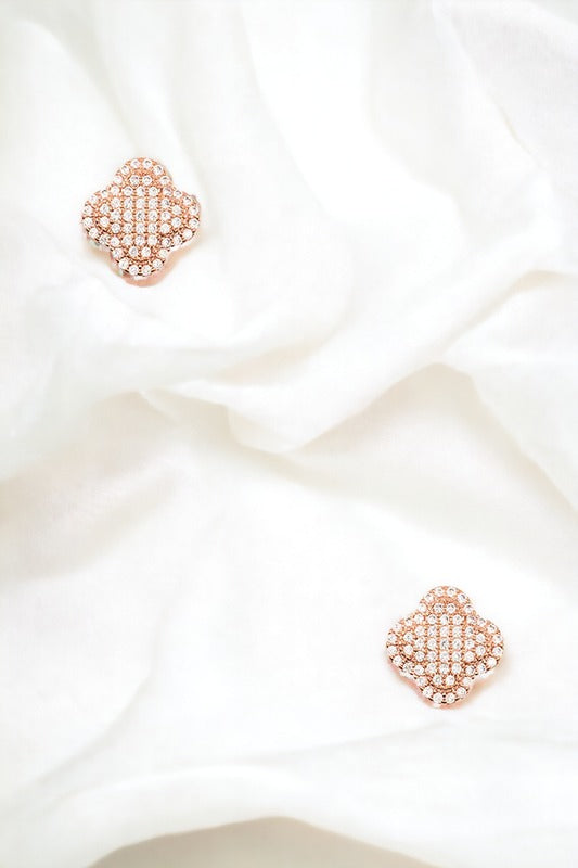 Cubic Zirconia Clover Post Earring