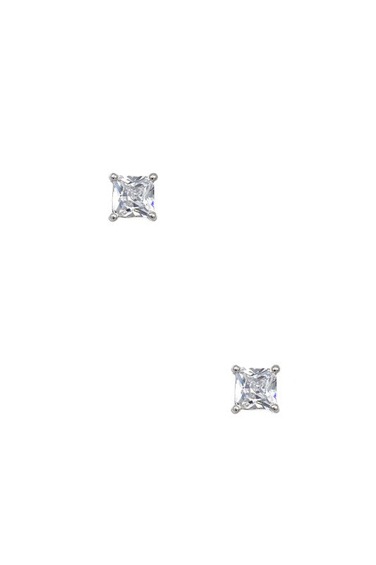 SQUARE CZ STONE POST EARRING