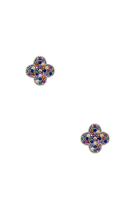 CZ STONE CLOVE POST EARRING