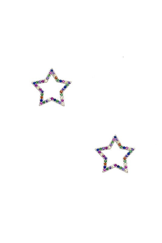 CZ STONE STAR POST EARRING