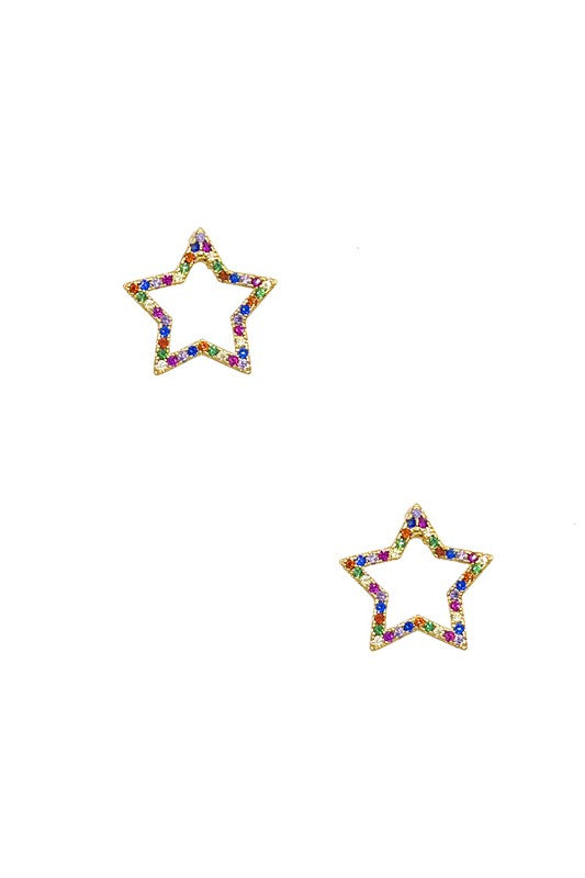 CZ STONE STAR POST EARRING