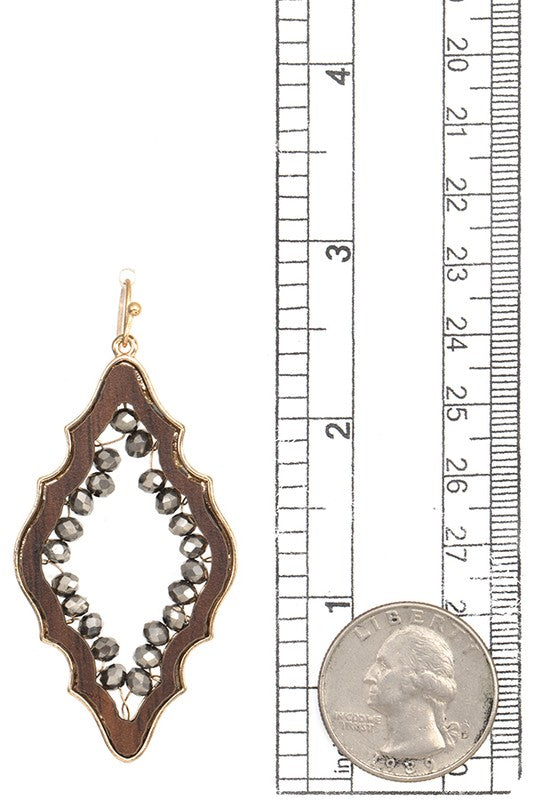 Moroccan Bead Wood Framed Drop Earring