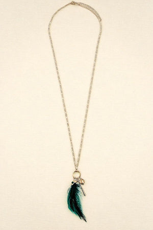 ELONGATED FAUX FEATHER PENDANT NECKLACE
