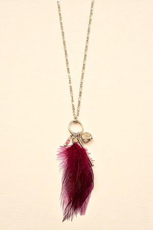 ELONGATED FAUX FEATHER PENDANT NECKLACE