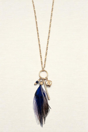 ELONGATED FAUX FEATHER PENDANT NECKLACE