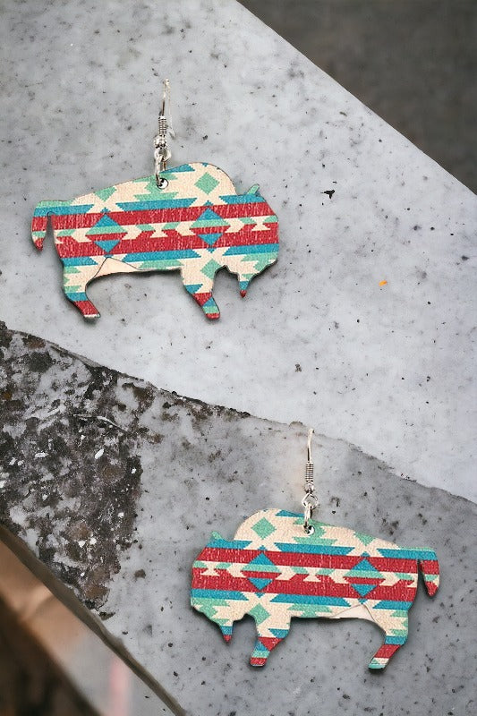 Ox Print Dangle Earring